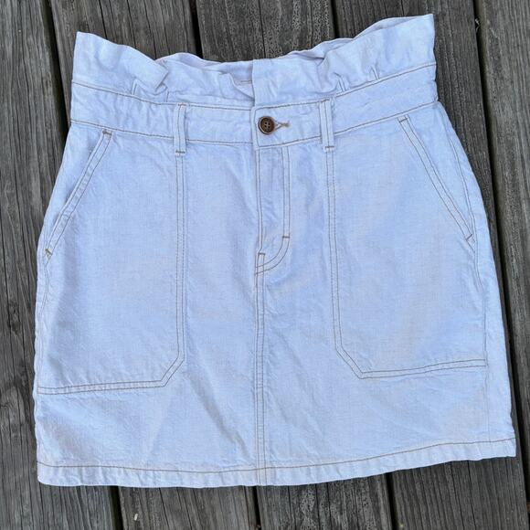 Free People White Utility Skirt – Size 8 Linen Cotton‎ Blend - Picture 2 of 7